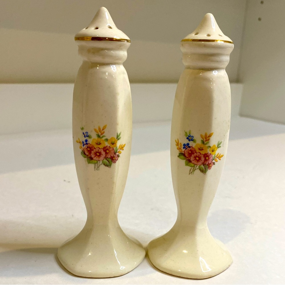 Vintage Cottage Core Bone China Tall Salt & Pepper Shakers